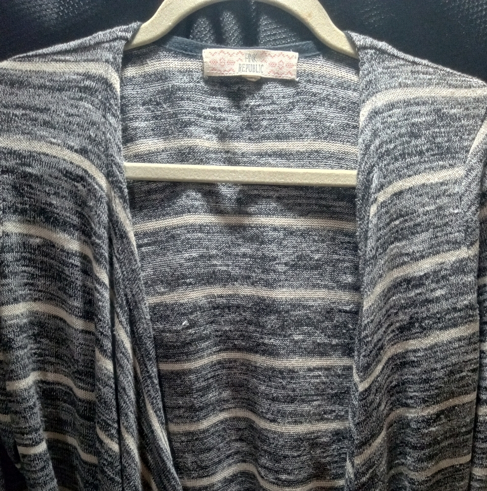 Size M Pink Republic Oatmeal and Grey Long Striped Sweater